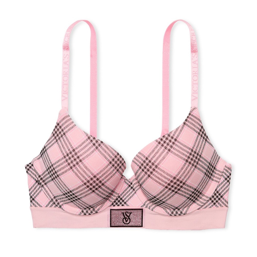 VS Push-Up Full Coverage Perfect Shape Smooth T-Shirt Bra 34 DD Shine Patch NEW